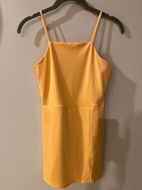 art class Yellow/Orange Spaghetti-Strap Mini Dress